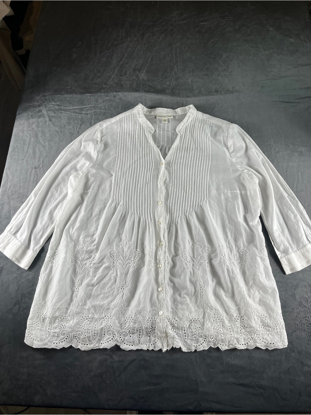 Coldwater Creek Women's Embroidered Tunic Peasant BOHO White Blouse Size 2X - Picture 2 of 13